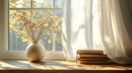 Five Small Potted Plants on Wooden Windowsill