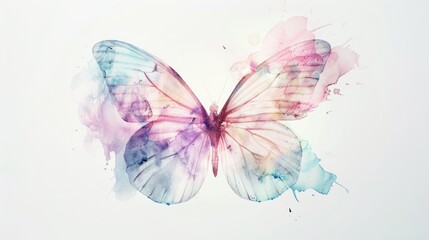 A colorful watercolor butterfly illustration with soft hues and artistic splashes.