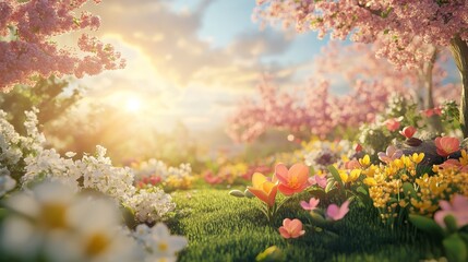 spring equinox 3d illustration concept