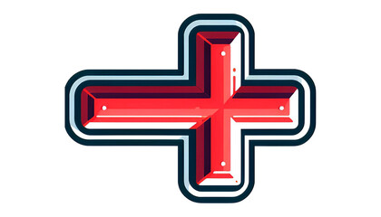 Fototapeta premium Red Cross Icon with Bold Outline in Cartoon Style