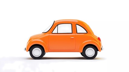 Fototapeta premium 3D rendering of a cute orange car icon, isolated on a white background. Cartoon illustration, vector design, flat color background, simple and minimalistic style. Studio lighting, high resolution, pro