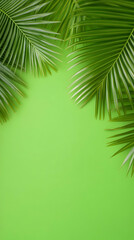 Fototapeta premium Green Palm Leaves Background Illustration