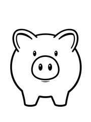 Piggy bank illustration icon, black silhouette vector