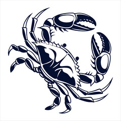 Crab black and white vector art design