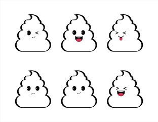 Poop Character Kawaii Line Style Vector Stock Vecto