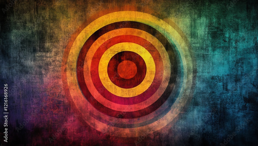 Poster abstract concentric circles on grunge texture background. (2)