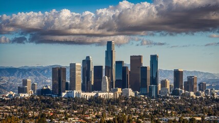Obraz premium Downtown Los Angeles Cityscape with Skyscrapers and Urban Skyline