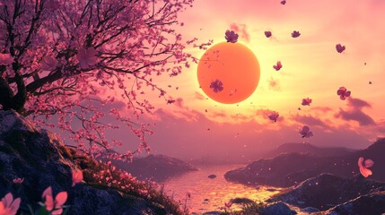 spring equinox 3d illustration concept