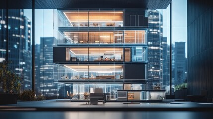 Modern Glass Office Building Architectural Model Design
