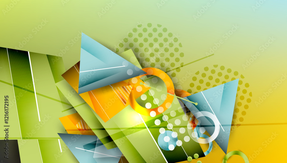 Poster creative triangles and circles composition