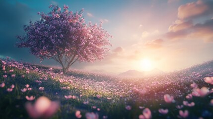 spring equinox 3d illustration concept