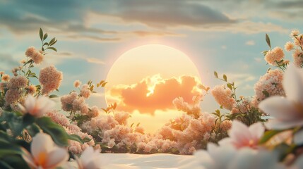 spring equinox 3d illustration concept