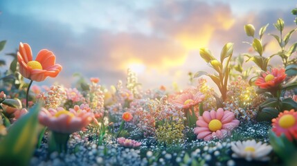 spring equinox 3d illustration concept