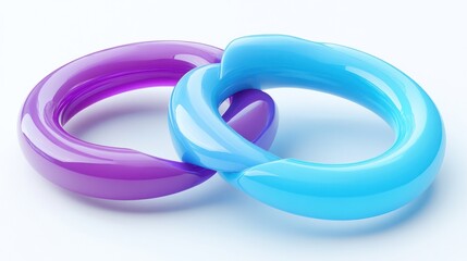 Naklejka premium Intertwined Glossy Rings Abstract Design Blue Purple Shapes
