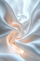 Abstract 3D White Digital Background with Fluid Design, Generative AI