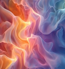 Obraz premium Wavy Fractal Digital Background with Soft Flow, Generative AI