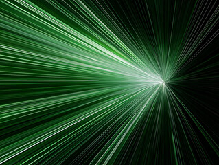 Obraz premium Abstract Green Rays Converge Dynamically on a Dark Background, Creating a Vibrant Visual.