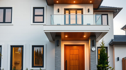Fototapeta premium Modern Luxury House Exterior: Contemporary Home Design and Architecture. Real Estate Property Showcase