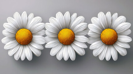 Fototapeta premium Three White Daisies: A Stunning Close-up of Nature's Beauty