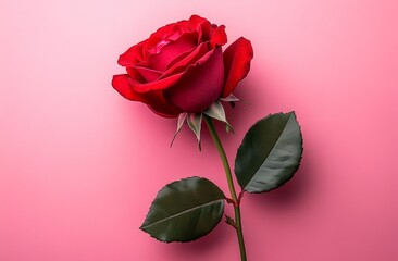 A red rose on a pink background