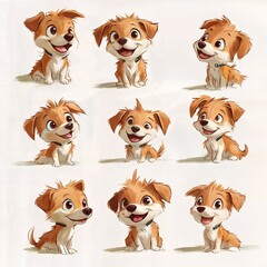 Obraz premium baby dog illustration from different angles for children's book character