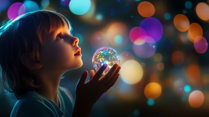 Naklejka premium Child's Wonder: A Magical Moment Captured