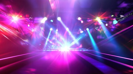 Naklejka premium Stage Lights and Glowing Beams