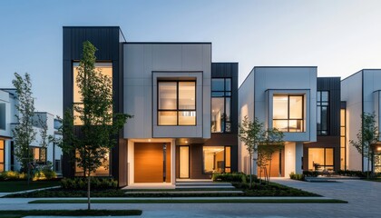 Modern townhouse with clean lines and minimalist architecture