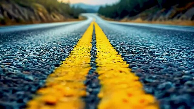 a road with yellow lines