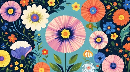 Vibrant Colorful Flowers Blooming In A Garden
