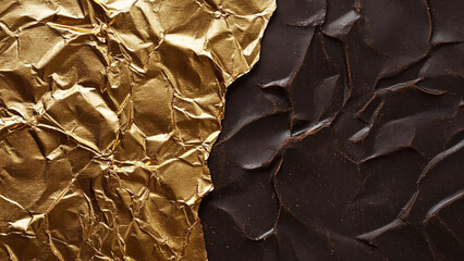 金箔とダークチョコレートのテクスチャ Texture of Gold Leaf and Dark Chocolate