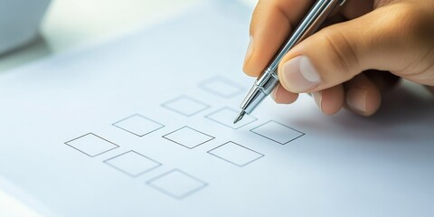 Focused professional completing tasks on a high-tech virtual checklist interface with white digital screens, enhancing productivity and organization, Generative AI