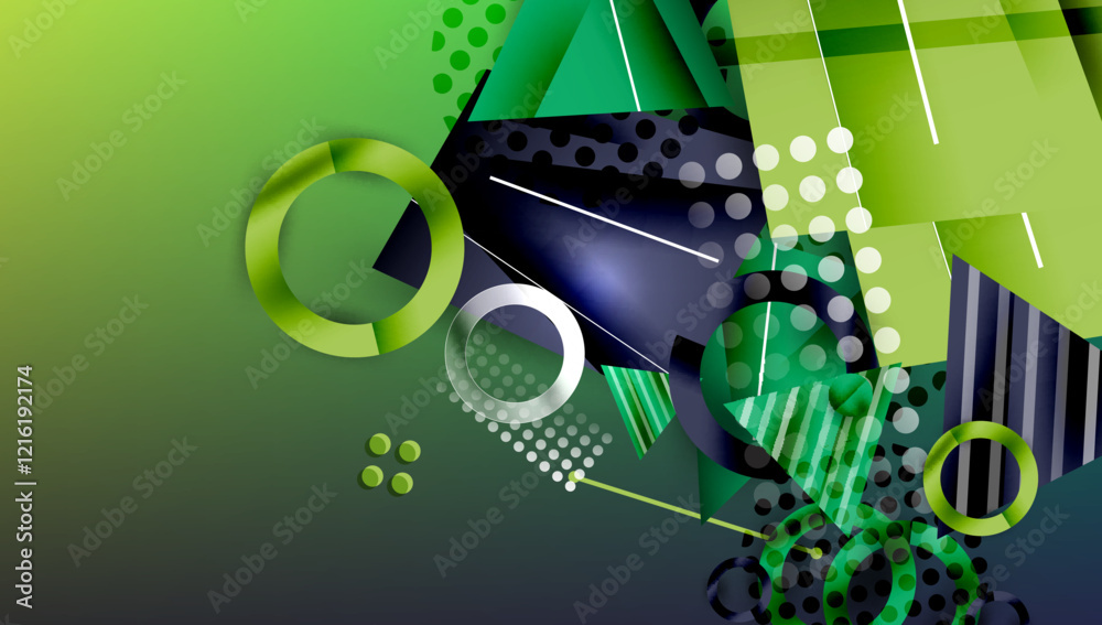 Poster creative triangles and circles composition