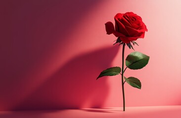 A red rose on a pink background