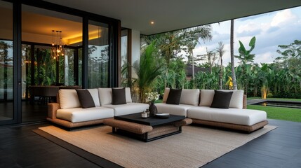 Luxury Outdoor Lounge: Tropical Oasis Relaxation