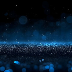 Abstract Blue Glitter Background Sparkles Beautifully with Bokeh Effect