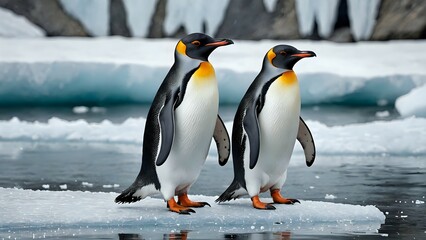 Fototapeta premium Penguins on the snow