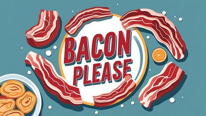 Delicious Bacon Strips Arranged Around Bacon Please Text