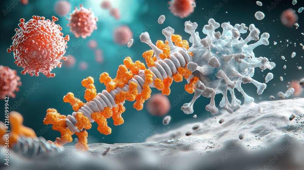Poster Exploring the intricate structure of hmpv virus a detailed cross-section analysis in a laboratory environment