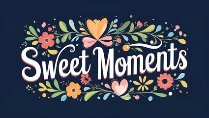 Sweet Moments Floral Design Artistic Typography