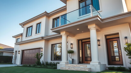 Fototapeta premium Luxury Modern Home Exterior: Architectural Design and Real Estate