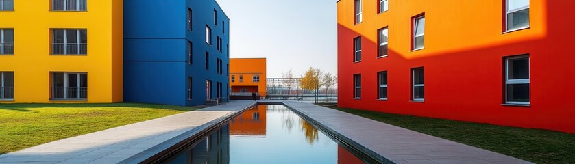 local alliance flat design side view community building water color Split-complementary color scheme