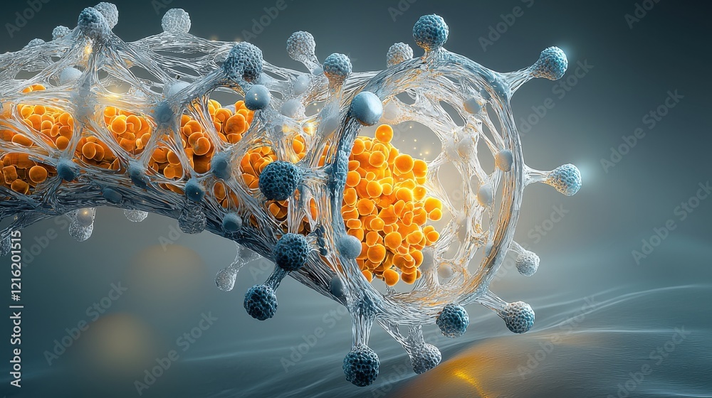 Poster illuminating the genetic structure of hmpv virus laboratory scientific visualization digital environ