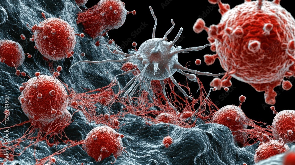 Aufkleber Microscopic interaction of hmpv virus with res standard in a laboratory environment a detailed visual perspective