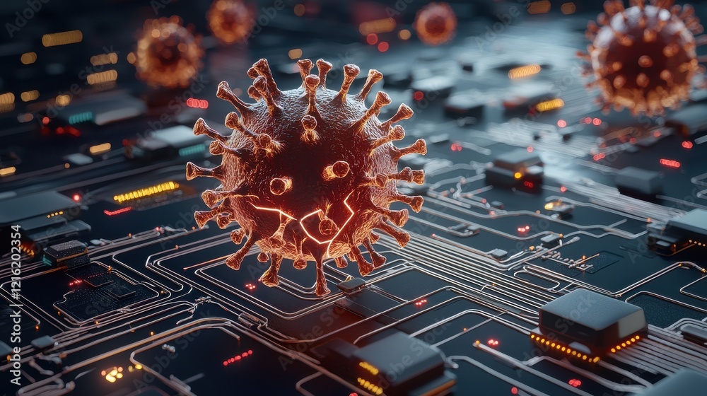 Poster illuminating the hmpv virus a neon artistic rendering in a dark bio standard environment for scienti