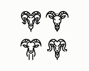Set of Goat Logo Design Template 