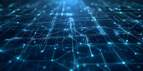 Abstract Background Shows Interconnected Nodes and Lines with Futuristic Design Elements