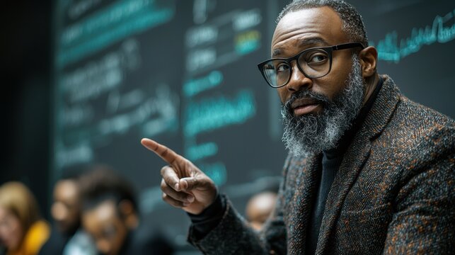 Engaging business leader presenting in a modern meeting room