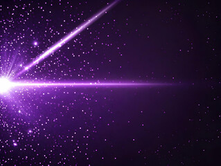Abstract Purple Background with Light Rays and Glitter Particles Creates Dreamy Atmosphere
