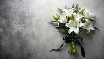 White lilies: Elegant funeral banner, sympathy cards, obituaries, and wedding condolence designs.  Farewell service invitations included.